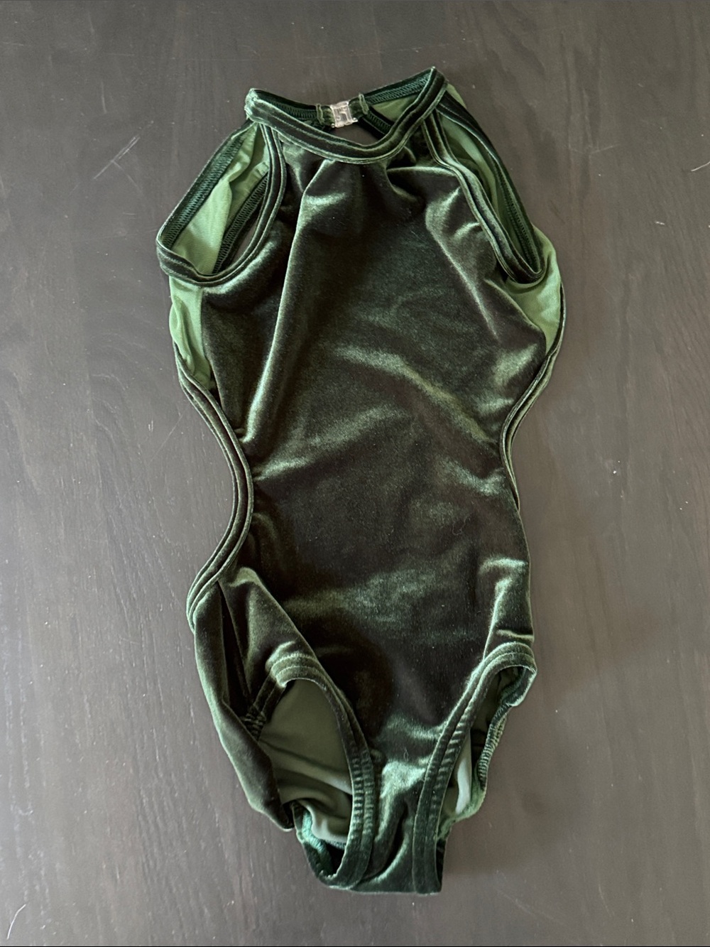 Green Velvet Kids One-Piece Leotard
